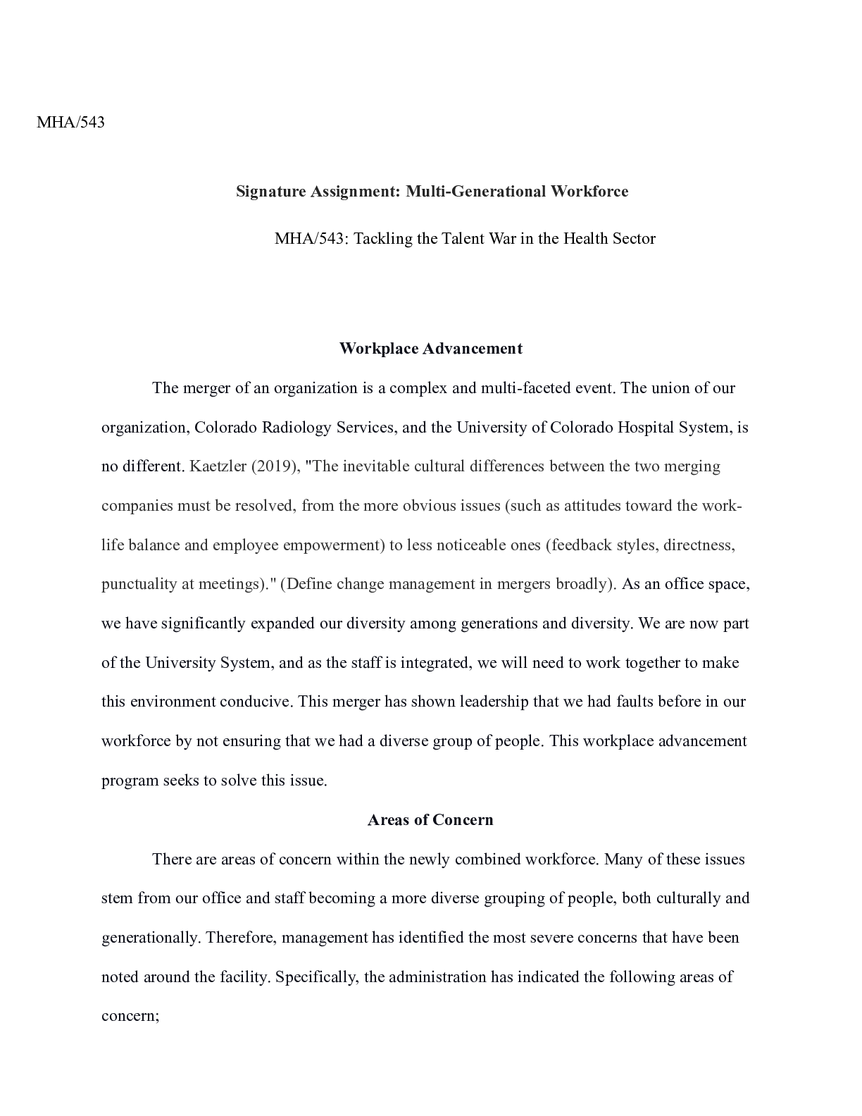 Preview of Multi Generational Workplace.docx    MHA/543  Signature Assignment: Multi-Generational Wor